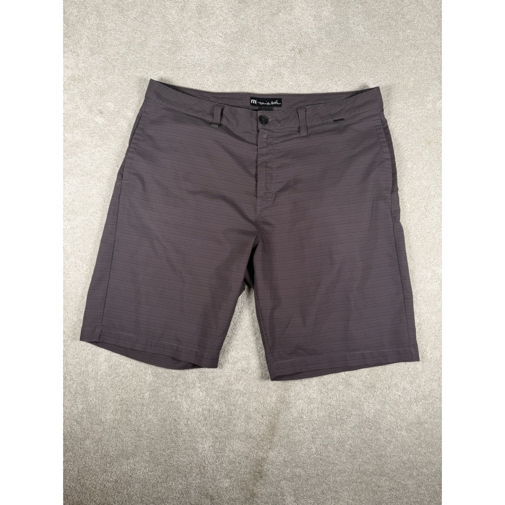 Travis Mathew Golf Shorts Mens 38‎ Casual Stretch 10" Inseam Dark Gray Striped